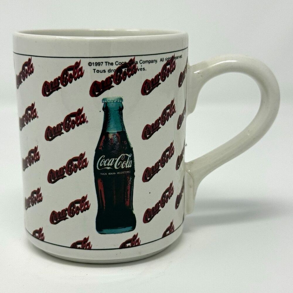 Coca-Cola 1997 Gibson Ceramic Mug White Red Coke Bottle Logo Soda Theme